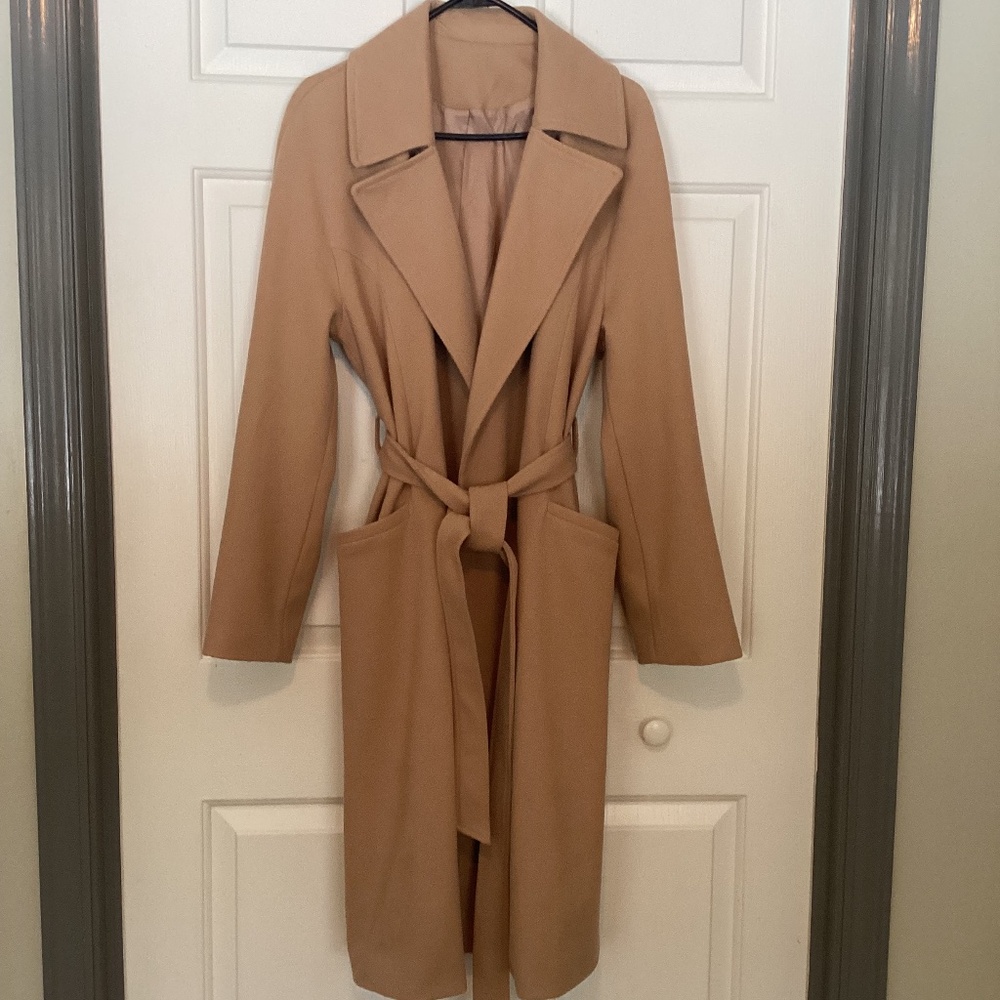 Wrap front belted dress coat